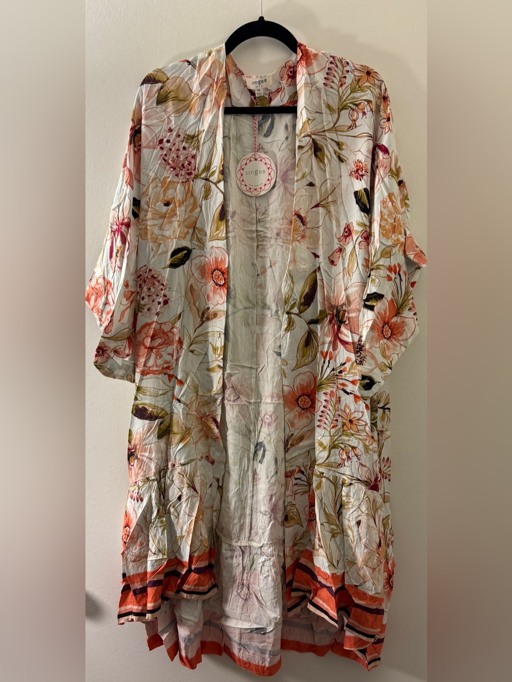 Umgee Floral Kimono Cardigan Duster Cover Up NWT Size S/M Boho Lightweight